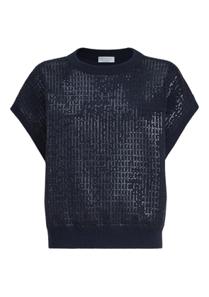 Brunello Cucinelli dazzling check-pattern top - Blue