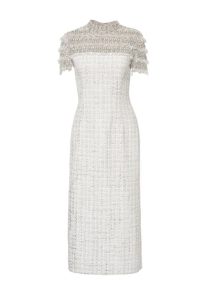 Carolina Herrera crystal-embellished tweed midi dress - White