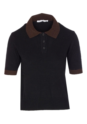MAR DE MARGARITAS contrast-collar short-sleeved polo top - Black