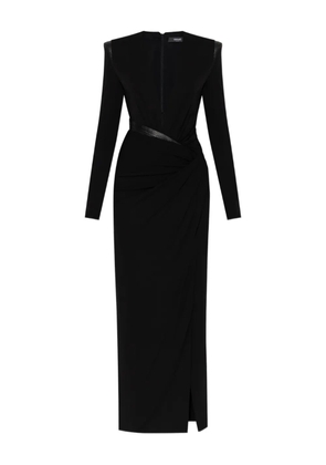 Versace shoulder-pad slit maxi dress - Black