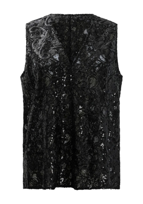 F.It sequin V-neck top - Black