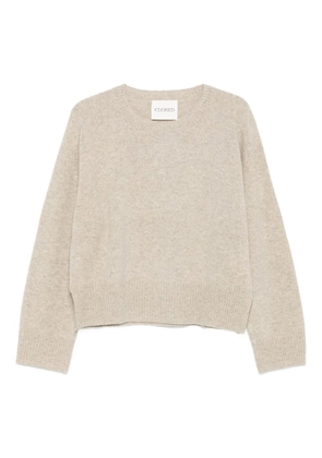 Closed crew-neck wool sweater - Neutrals