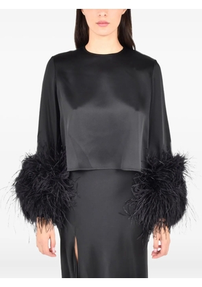 LAPOINTE ostrich-feathers long sleeves top - Black