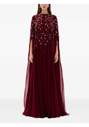 Dina Melwani beaded cape dress - Red