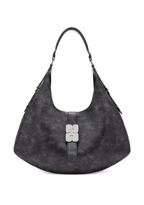 GANNI small Kat flower-buckle shoulder bag - Black