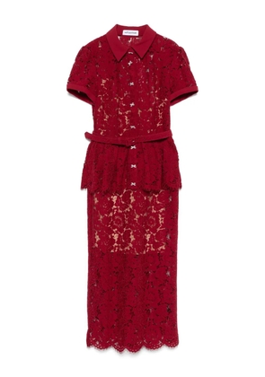 Self-Portrait lace peplum dress - Red