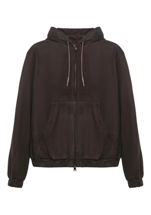 Giuliano Galiano Ohio hooded zip-up suede jacket - Brown