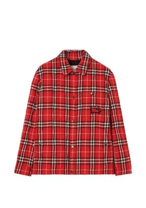 Burberry check quilted wool flannel jacket - Red