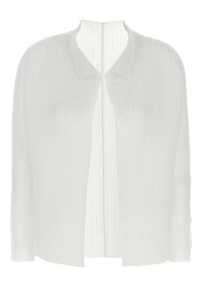 Issey Miyake Wooly Pleats pleated long-sleeves cardigan - White