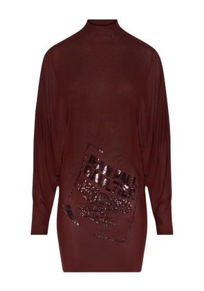 Jean Paul Gaultier sequin-embellished high-neck dress - Red