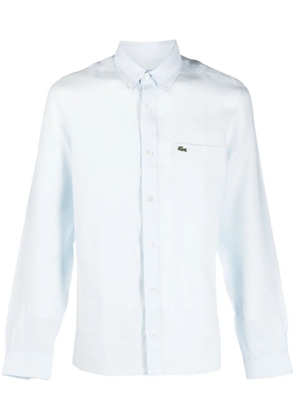 Lacoste logo-embroidered linen shirt - Blue