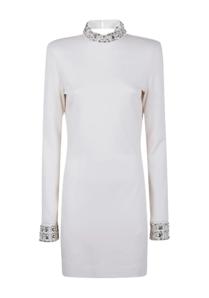 Blugirl crystal-embellished mock-neck mini dress - White