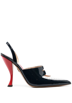 Thom Browne curved-heel 120mm leather pumps - Black