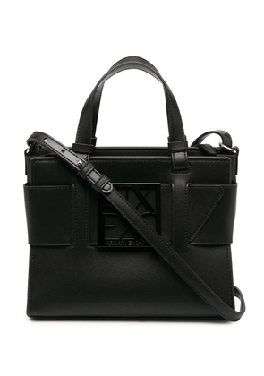Armani Exchange logo plaque tote bag - Black