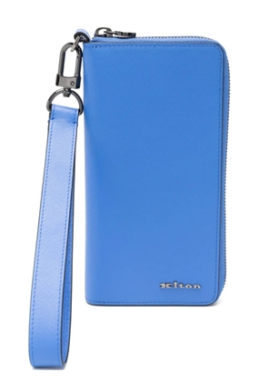 Kiton logo-lettering wallet - Blue