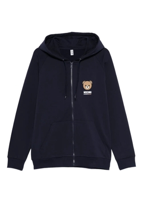 Moschino teddy-print zip-fastening hoodie - Blue