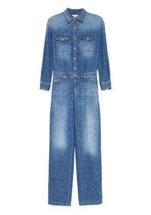 Elisabetta Franchi logo-detail denim jumpsuit - Blue