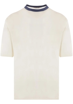 Auralee contrasting-collar short-sleeved T-shirt - Neutrals