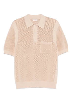 FURSAC pocket openwork polo shirt - Neutrals