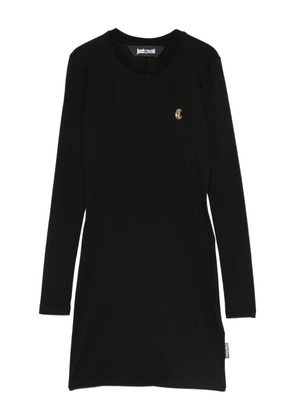 Just Cavalli logo-plaque long-sleeve mini dress - Black