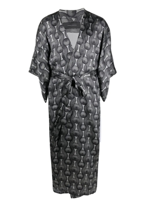 OZWALD BOATENG geometric-print tie-waist jacket - White