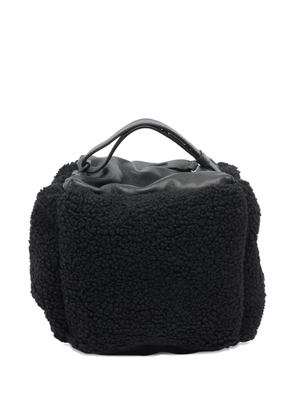 Vic Matie leather-trimmed teddy-panel tote bag - Black