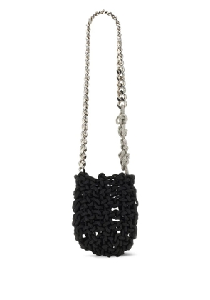 Kara chain-strap knitted shoulder bag - Black