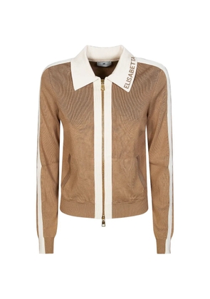 Elisabetta Franchi zip collared cardigan - Brown