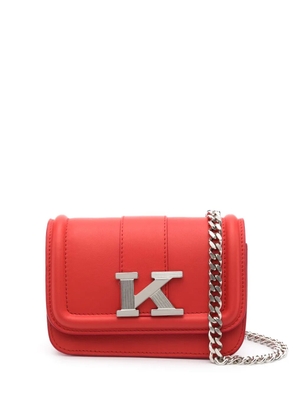 Kiton logo-plaque leather mini bag - Red