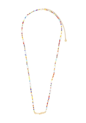 Sporty & Rich logo-lettering bead necklace - Orange