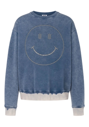 Moschino smiley face-studded sweatshirt - Blue