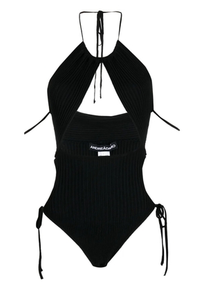 ANDREĀDAMO ribbed-knit cut-out bodysuit - Black