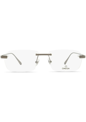 OMEGA EYEWEAR OM5015 rimless-lens rectangle-frame glasses - Silver