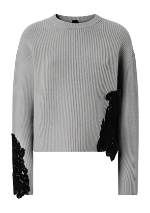 PINKO lace-detail ribbed sweater - Grey