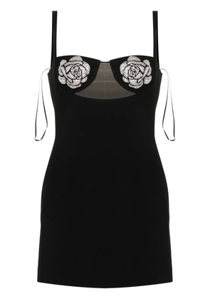 David Koma floral-appliqué mini dress - Black