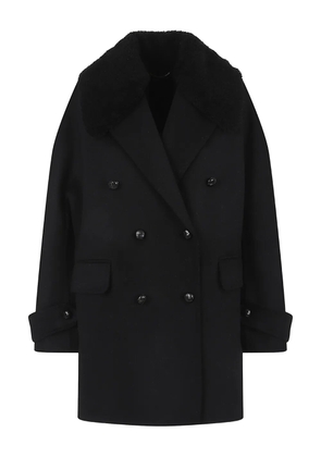Ermanno Scervino fur-collar double-breasted coat - Black