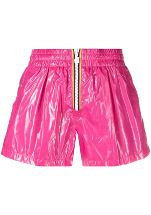 K-Way R&D high-shine zip-up mini shorts - Pink