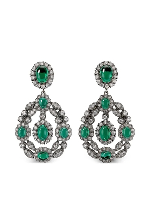 Anabela Chan 18kt black rhodium plated 14kt gold Treasure emerald drop earrings - Silver