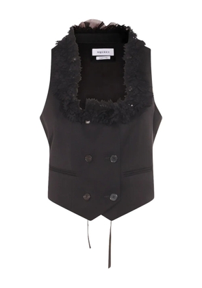 Alexander McQueen lace-trimmed double-breasted waistcoat - Black