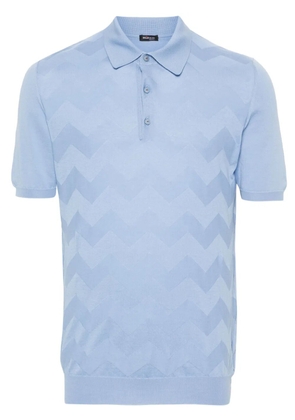 Kiton chevron-detail fine ribbed polo shirt - Blue