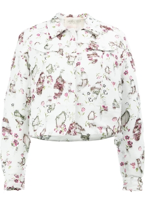Giambattista Valli distressed floral jacket - White