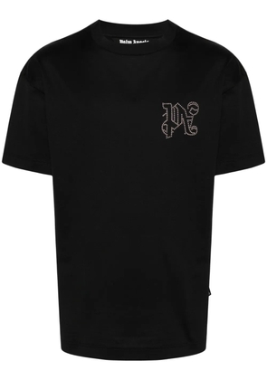 Palm Angels monogram-appliqué cotton T-shirt - Black