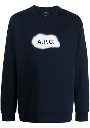 A.P.C. logo-print cotton sweatshirt - Blue
