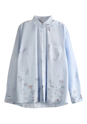 VETEMENTS stamp-print cotton shirt - Blue