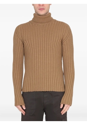 Ten C turtleneck ribbed sweater - Brown