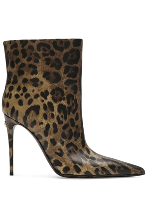 Dolce & Gabbana 105mm leopard-print leather boots - Brown