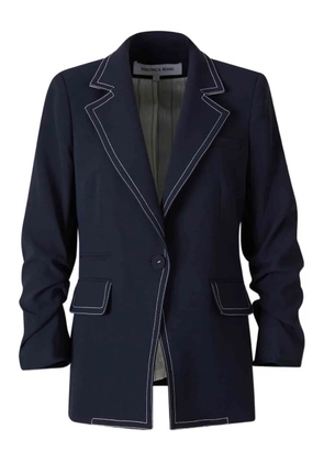 Veronica Beard contrast-stitch puff-sleeves blazer - Blue
