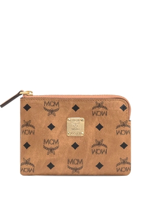 MCM mini Aren Visetos card pouch - Brown