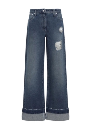 Simone Rocha distressed cuffed cotton jeans - Blue
