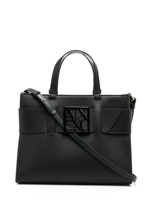 Armani Exchange logo belt-strap tote bag - Black